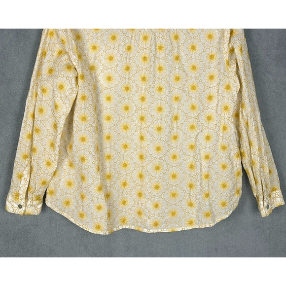J Jill Top Womens Medium Petite Gold Embroidered Floral Button Down Long Sleeve - Picture 6 of 13